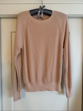 T by Alexander Wang Chunky Ribbed Knit Crewneck Sweater Tan Peach Pink Size XS